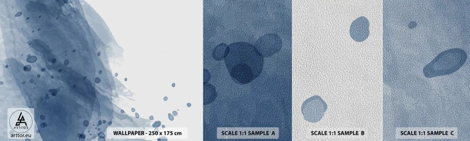 Provbit av fototapet Premium Sand - Blå tyll - Abstraktion, Bit, Målning - 100x30 cm