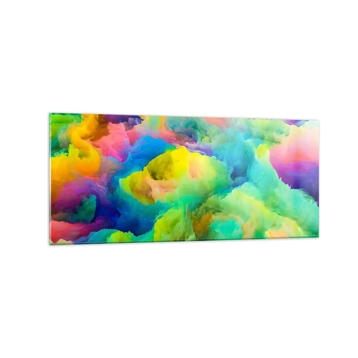 Glastavla - Bild på glas - Regnbågsdun - 120x50 cm