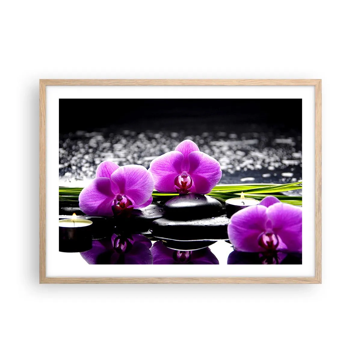 Affisch i ram av ljusek - Drunkna i tystnad och lugn - 70x50 cm