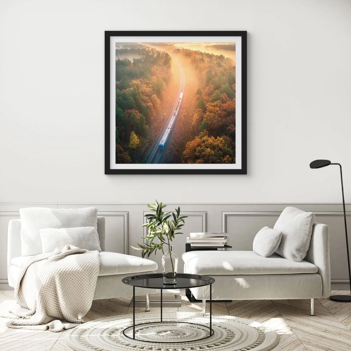 Affisch i svart ram - Höstresa - 40x40 cm