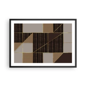 Affisch i svart ram - Mosaik av brun och guld - 70x50 cm