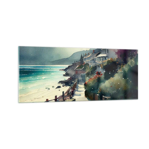Glastavla - Bild på glas - Medelhavsstad - 100x40 cm
