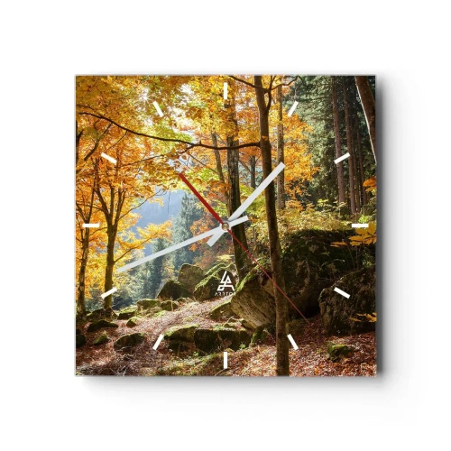 Väggklocka - Klocka på glas - Dags att vila - 40x40 cm