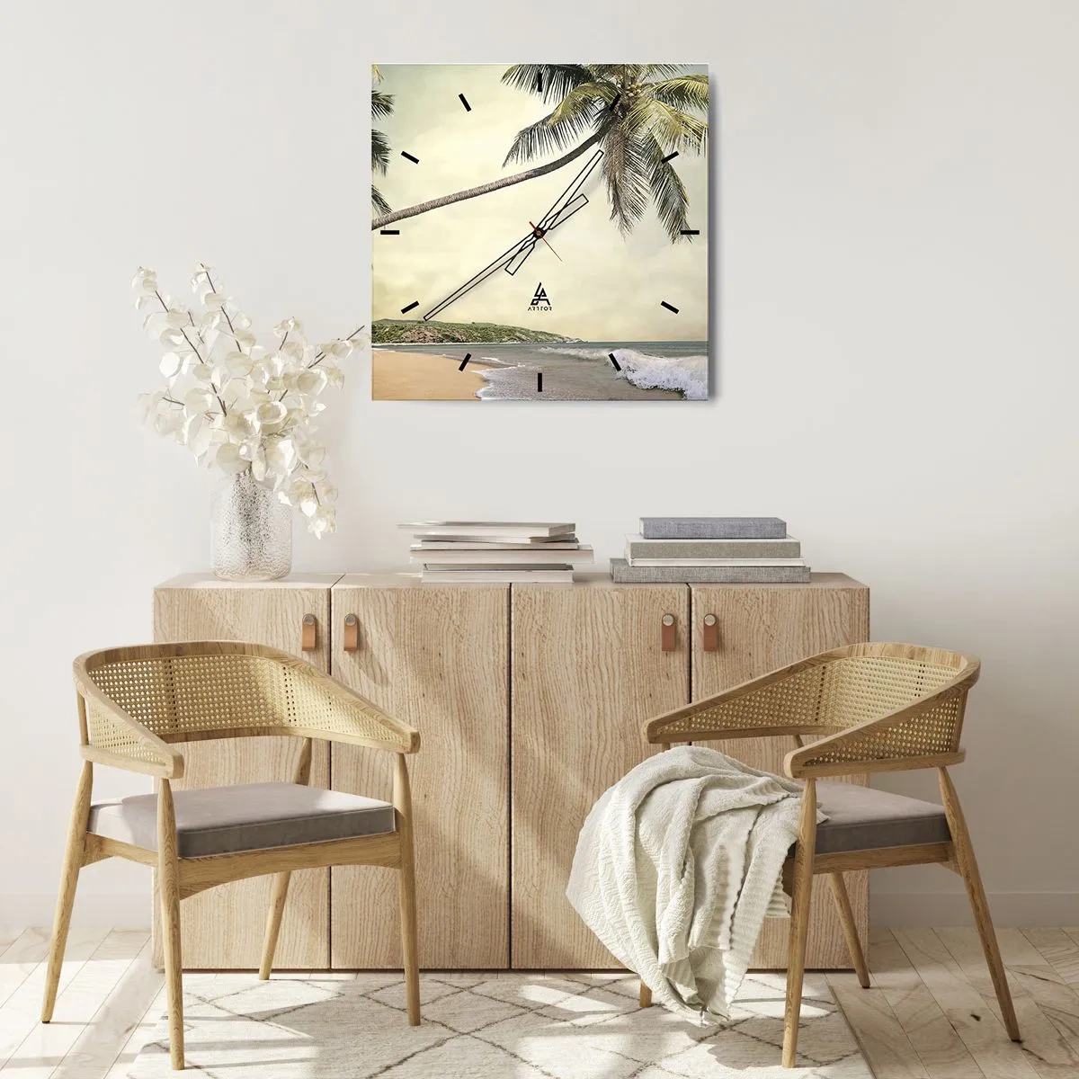 Väggklocka - Klocka på glas - Tropisk dröm - 40x40 cm