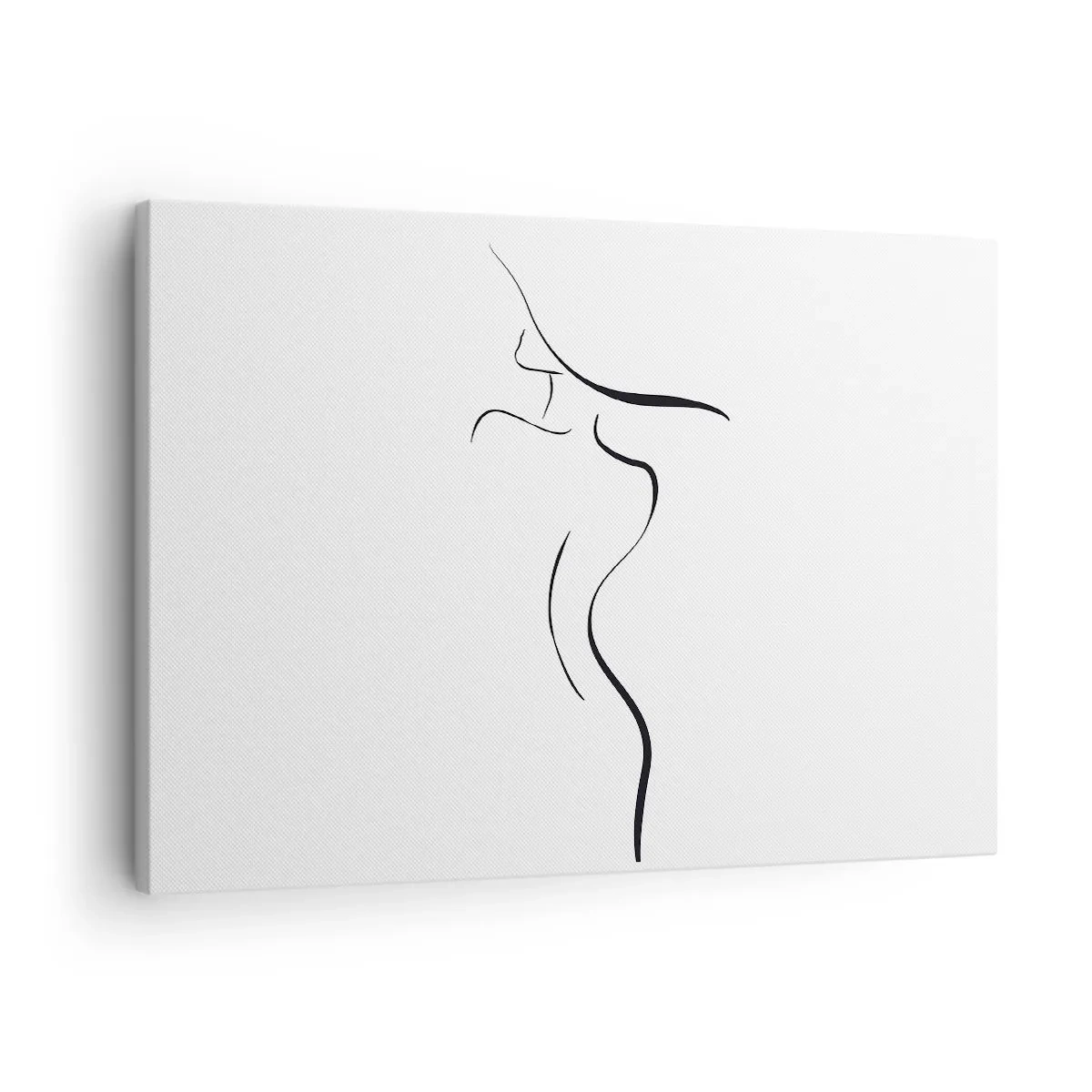 Canvastavla - Bild på duk - Minimalistisk kontur av en kvinnlig silhuett på vit bakgrund - 70x50cm - Svårfångad som en våg - Modern väggdekoration för vardagsrum och sovrum ARTTOR