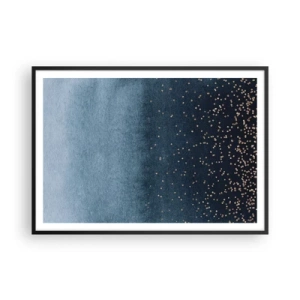 Affisch i svart ram - Komposition – blåa faser - 100x70 cm