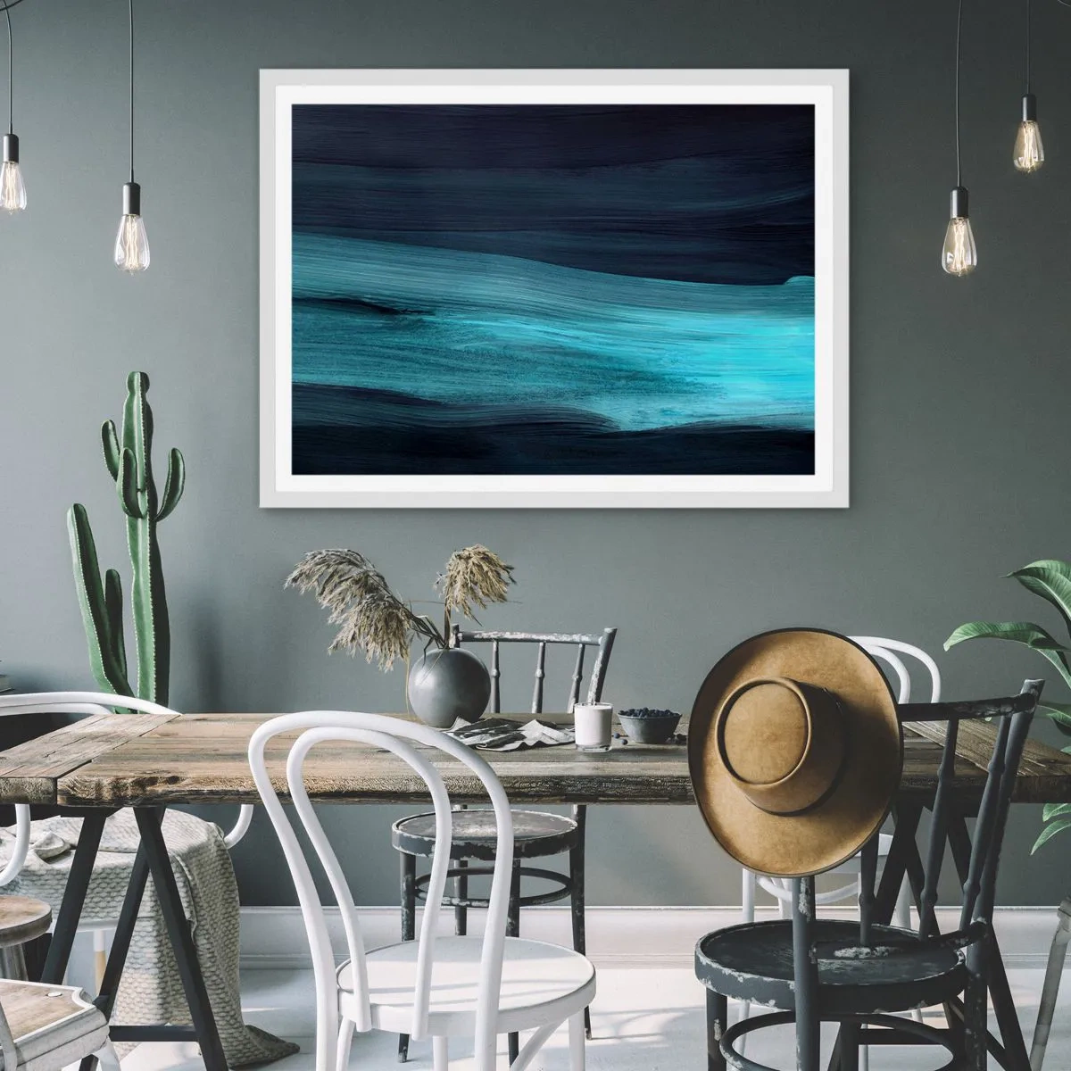 Affisch i vit ram - Flyt med strömmen - 50x40 cm