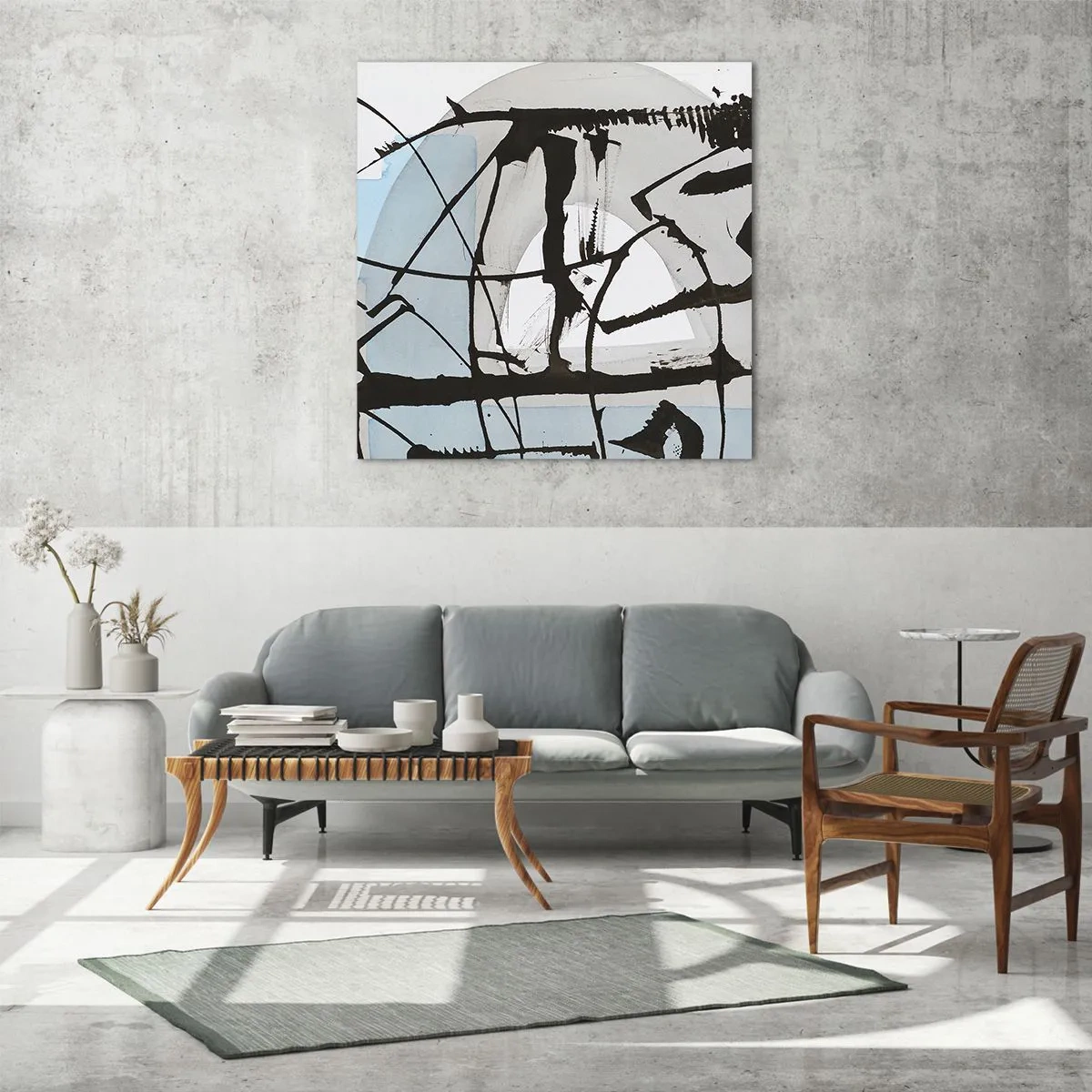 Glastavla - Bild på glas - Blått trots allt - 70x70 cm
