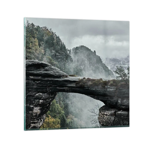 Glastavla - Bild på glas - Äventyret är på väg att börja - 30x30 cm