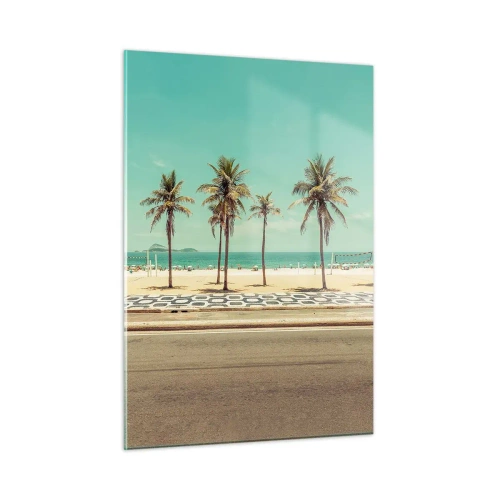 Glastavla - Bild på glas - På stranden - 50x70 cm