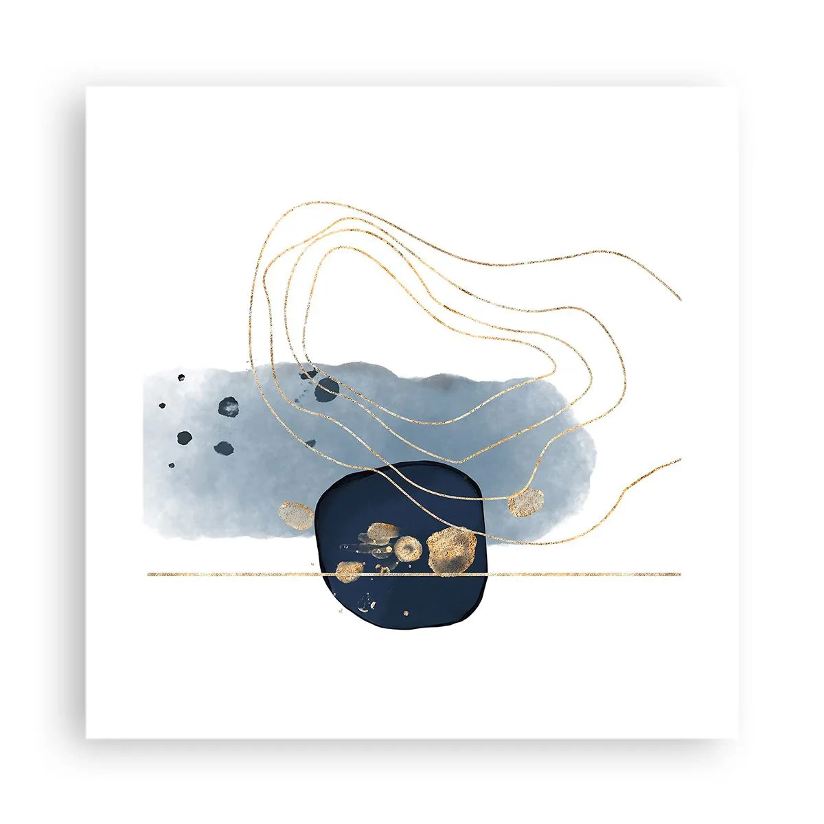 Affisch - Blå-guld fantasi - 40x40 cm
