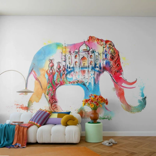 Självhäftande Fototapet Deluxe Sticker - Indien - kärlekens aura - Abstraktion, Elefant, Indien - 400x280 cm