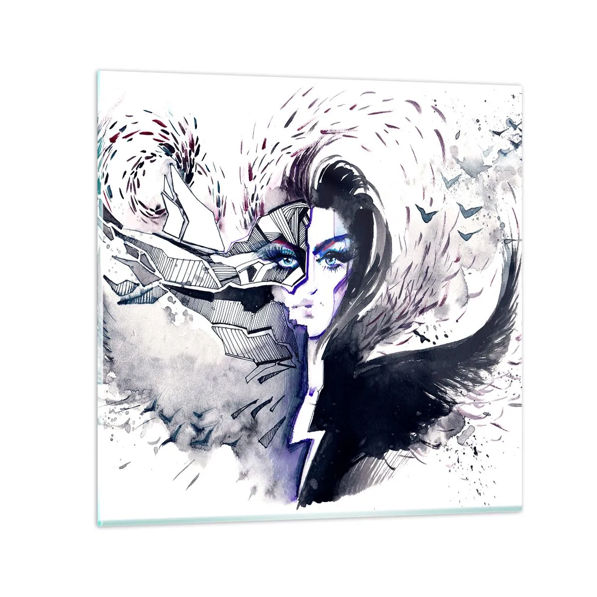 Glastavla - Bild på glas - Demonisk och vacker - 30x30 cm