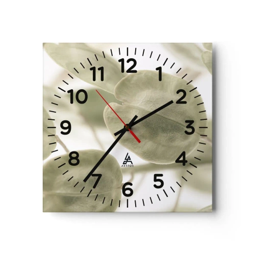 Väggklocka - Klocka på glas - I början fanns det löv... - 30x30 cm