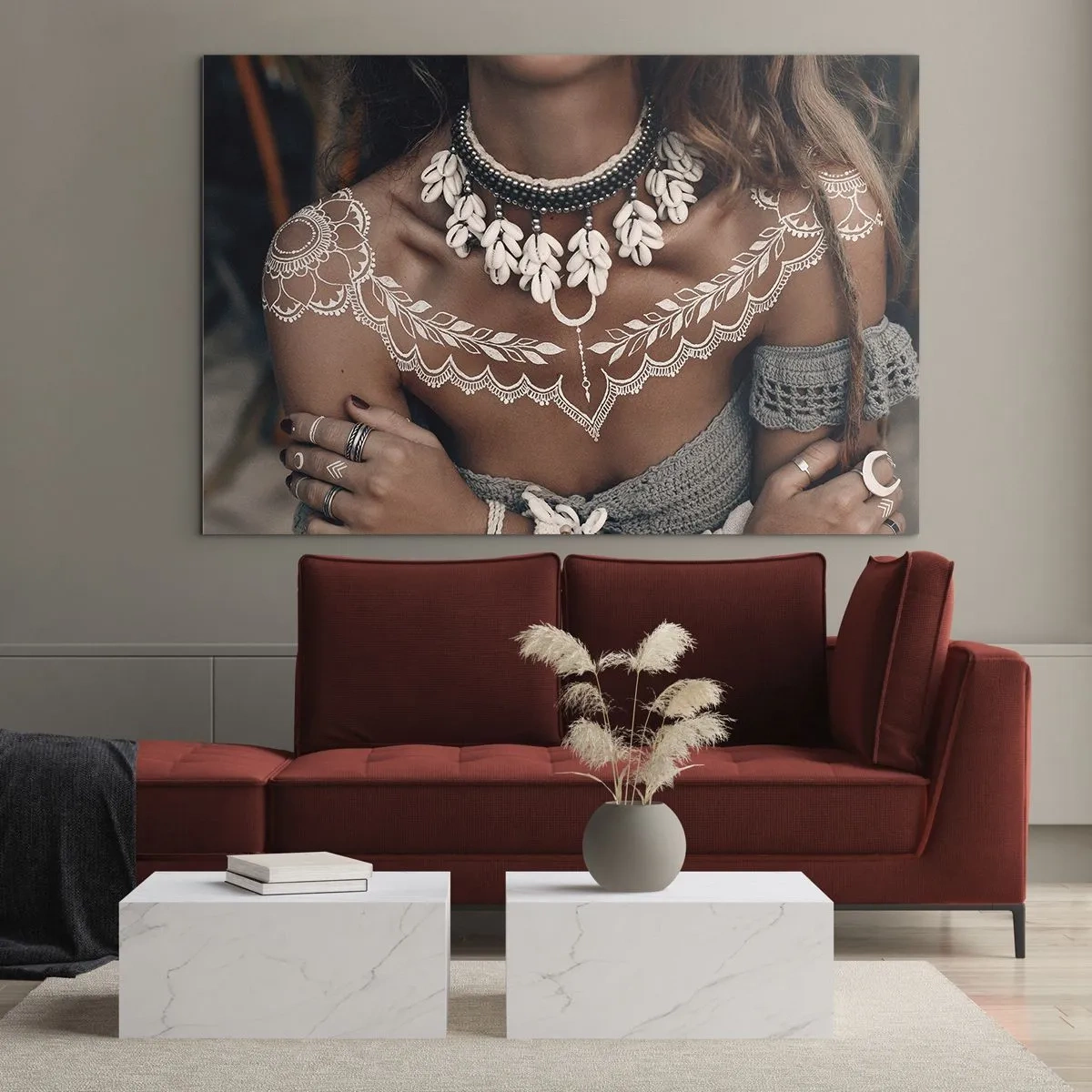 Glastavla - Bild på glas - Kvinnlighetens talismaner, ritualer - 120x80 cm