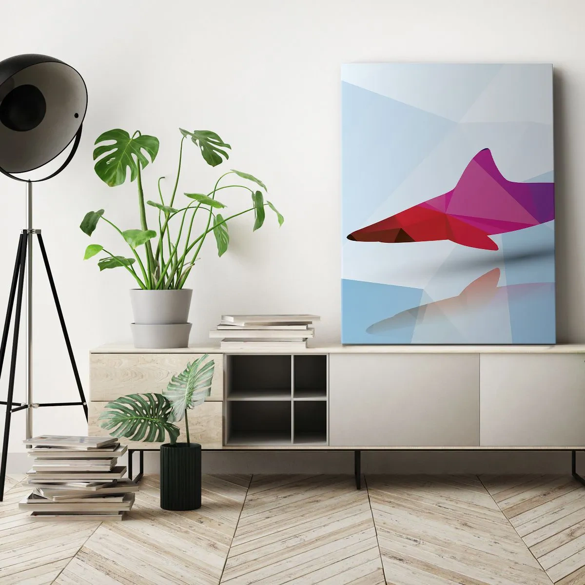 Canvastavla - Bild på duk - Haj i kristallrummet - 50x70 cm