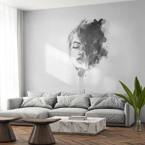 Fototapet Premium Canvas - Vad flickan drömmer om - Porträtt av en kvinna, Kvinnans ansikte, Abstraktion - 150x105 cm