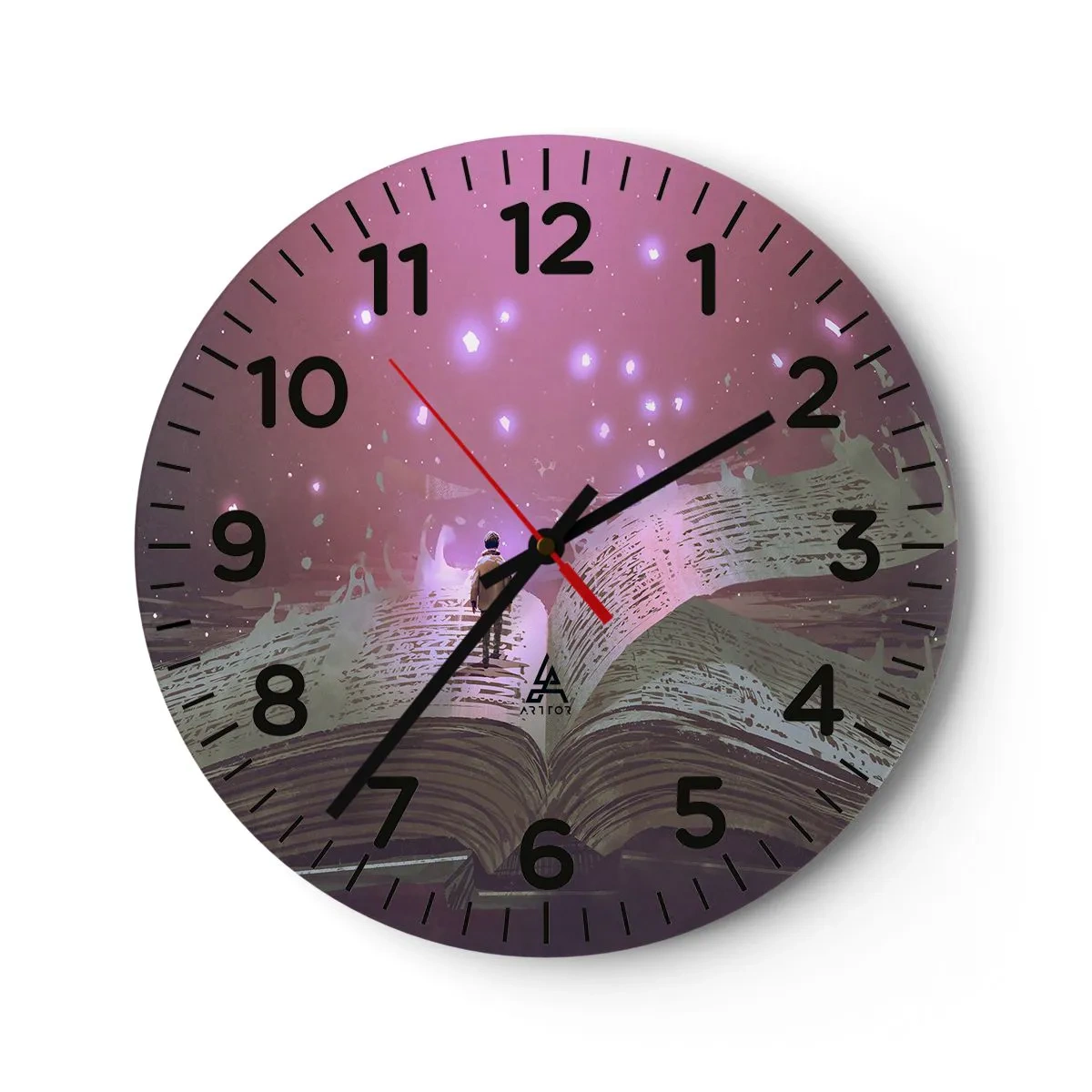 Väggklocka - Klocka på glas - Inbjudan till en annan värld - läs! - 40x40 cm