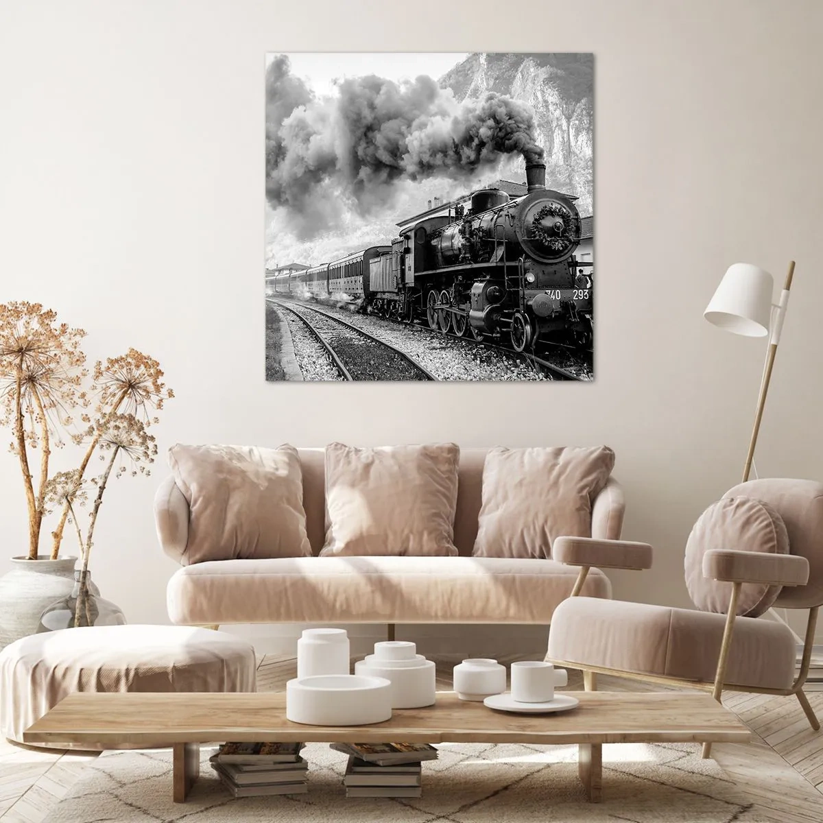 Canvastavla - Bild på duk - Det står ett lok på stationen... - 30x30 cm