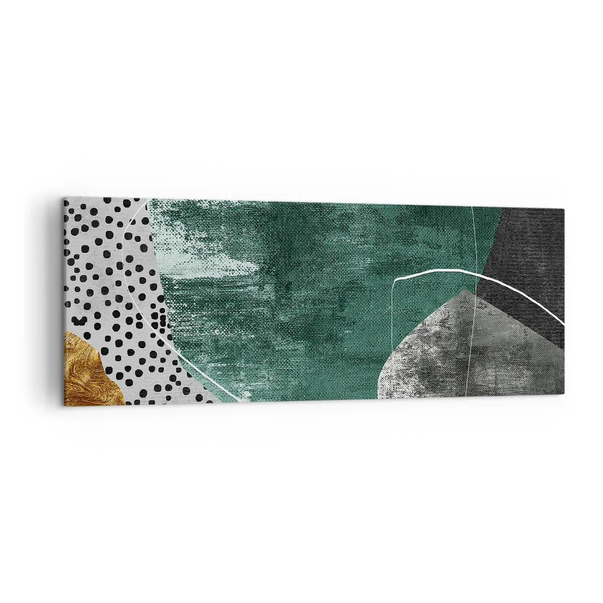 Canvastavla - Bild på duk - Färgstark abstraktion med en guldflinga - 140x50 cm