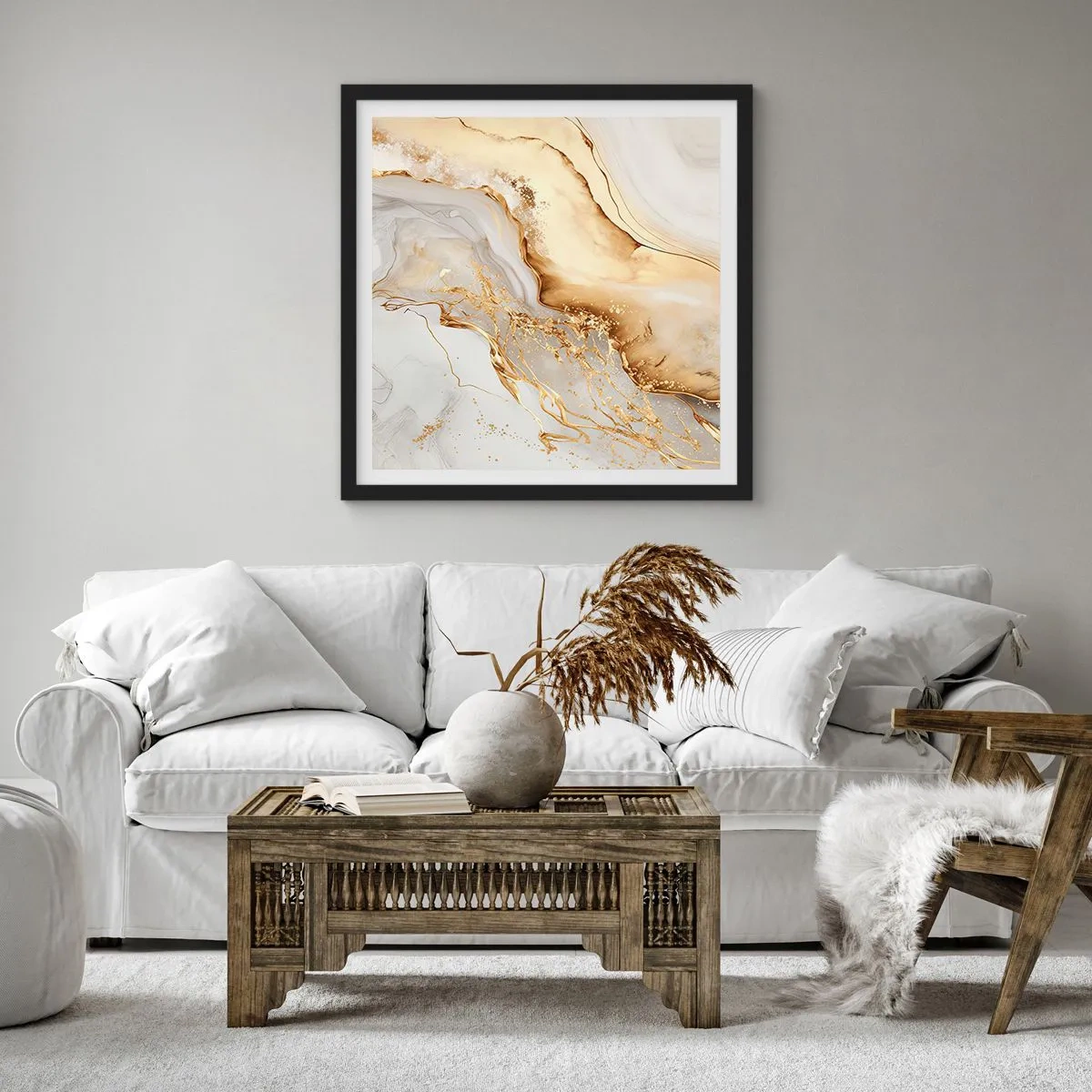 Affisch i svart ram - Abstraktion: skönhet och godhet - 30x30 cm