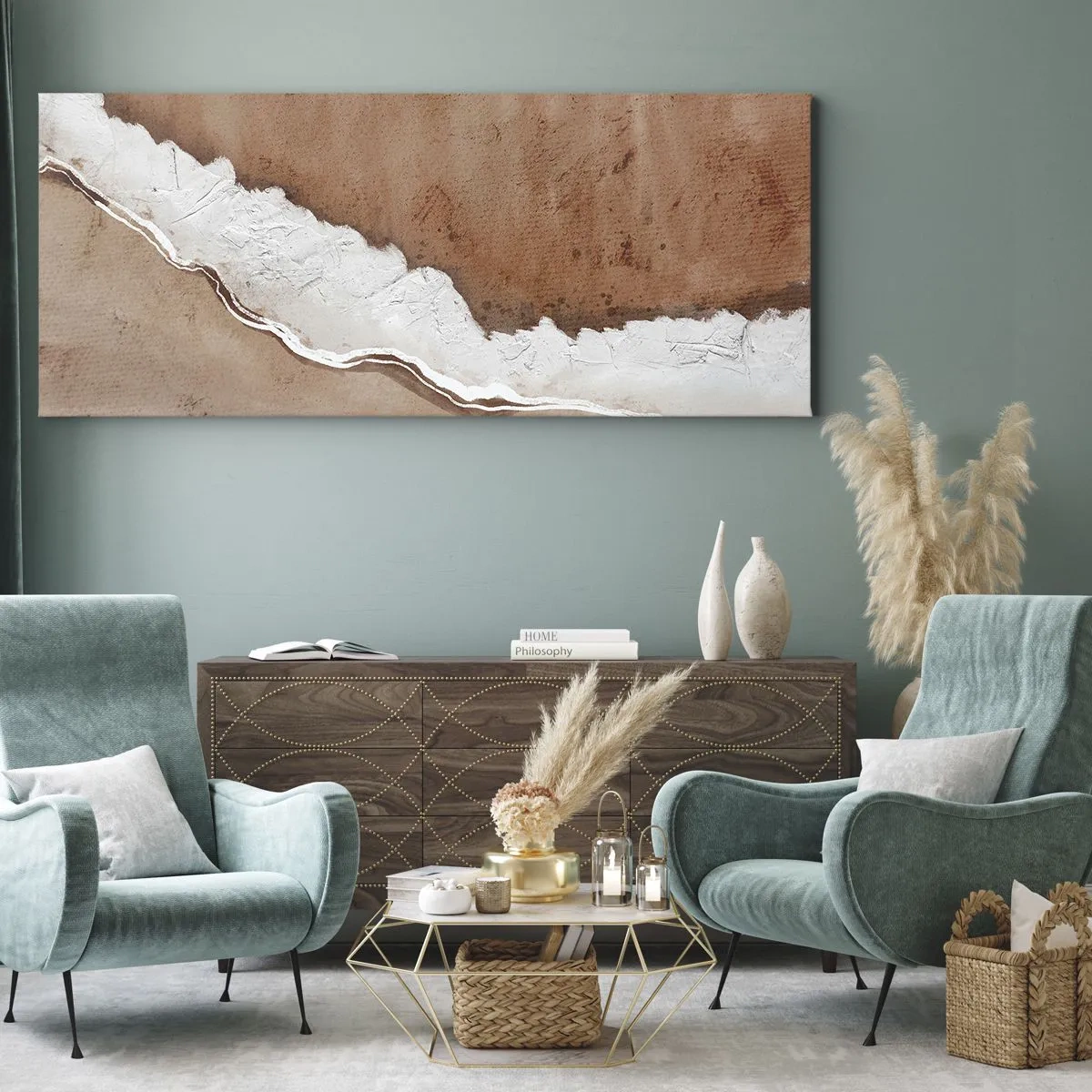 Canvastavla - Bild på duk - I jordnära färger - 100x40 cm