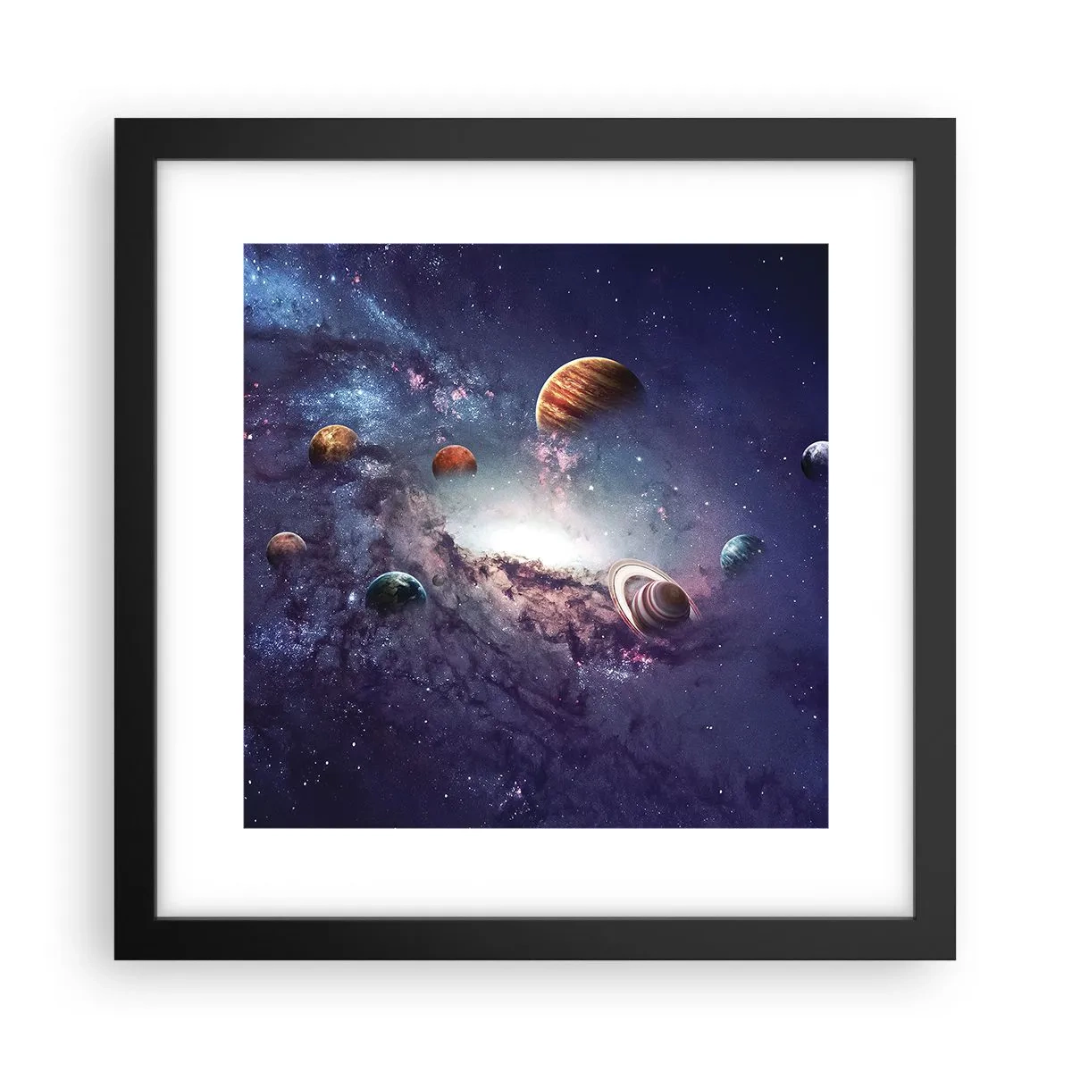 Affisch i svart ram - Sol- och danssystem - 30x30 cm