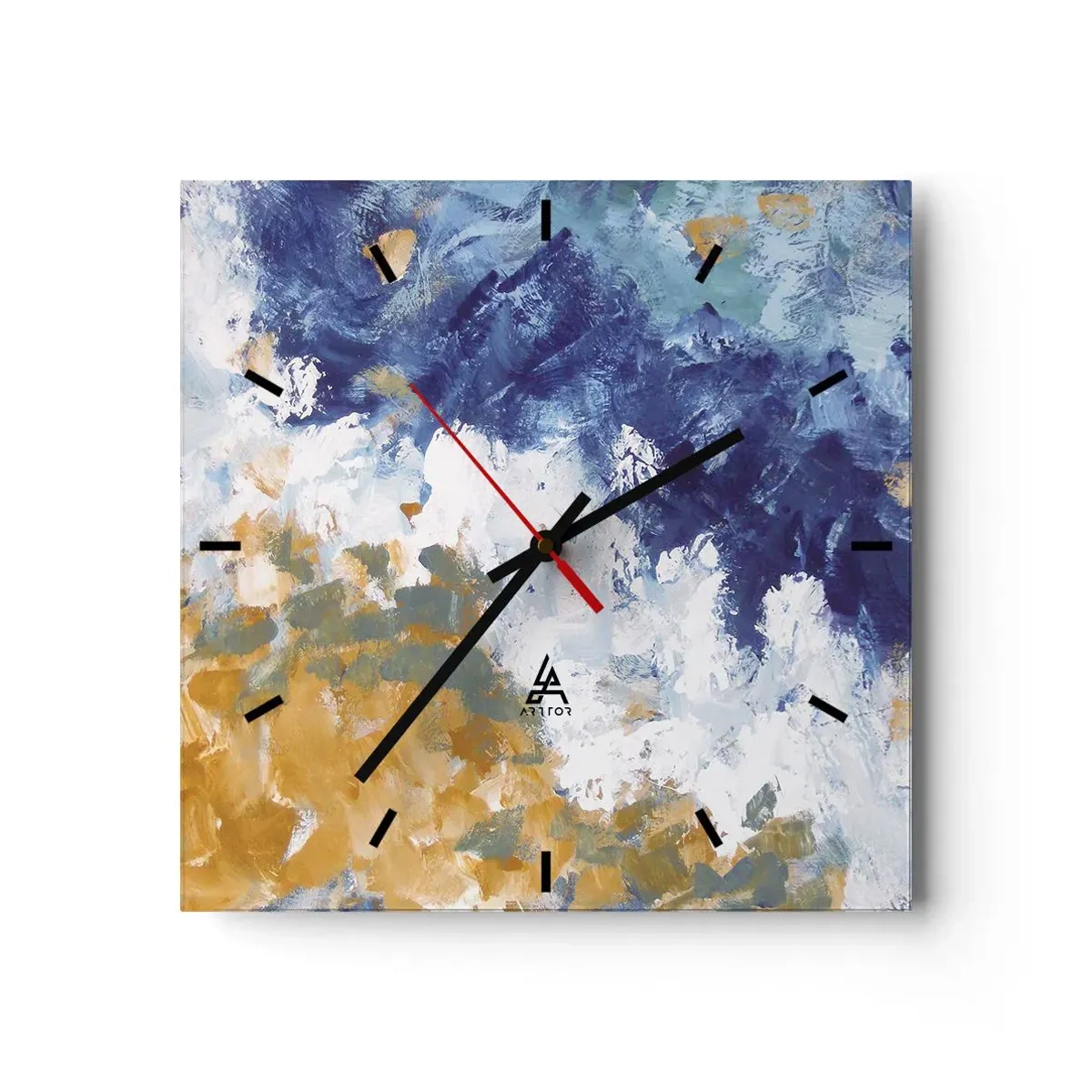 Väggklocka - Klocka på glas - Elementens dans - 30x30 cm