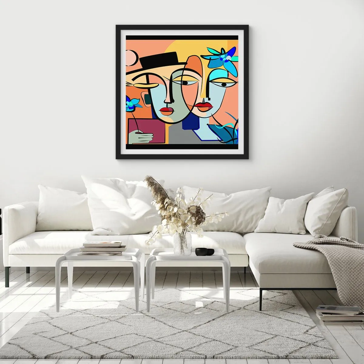 Affisch i svart ram - Picassos randez vous - 30x30 cm