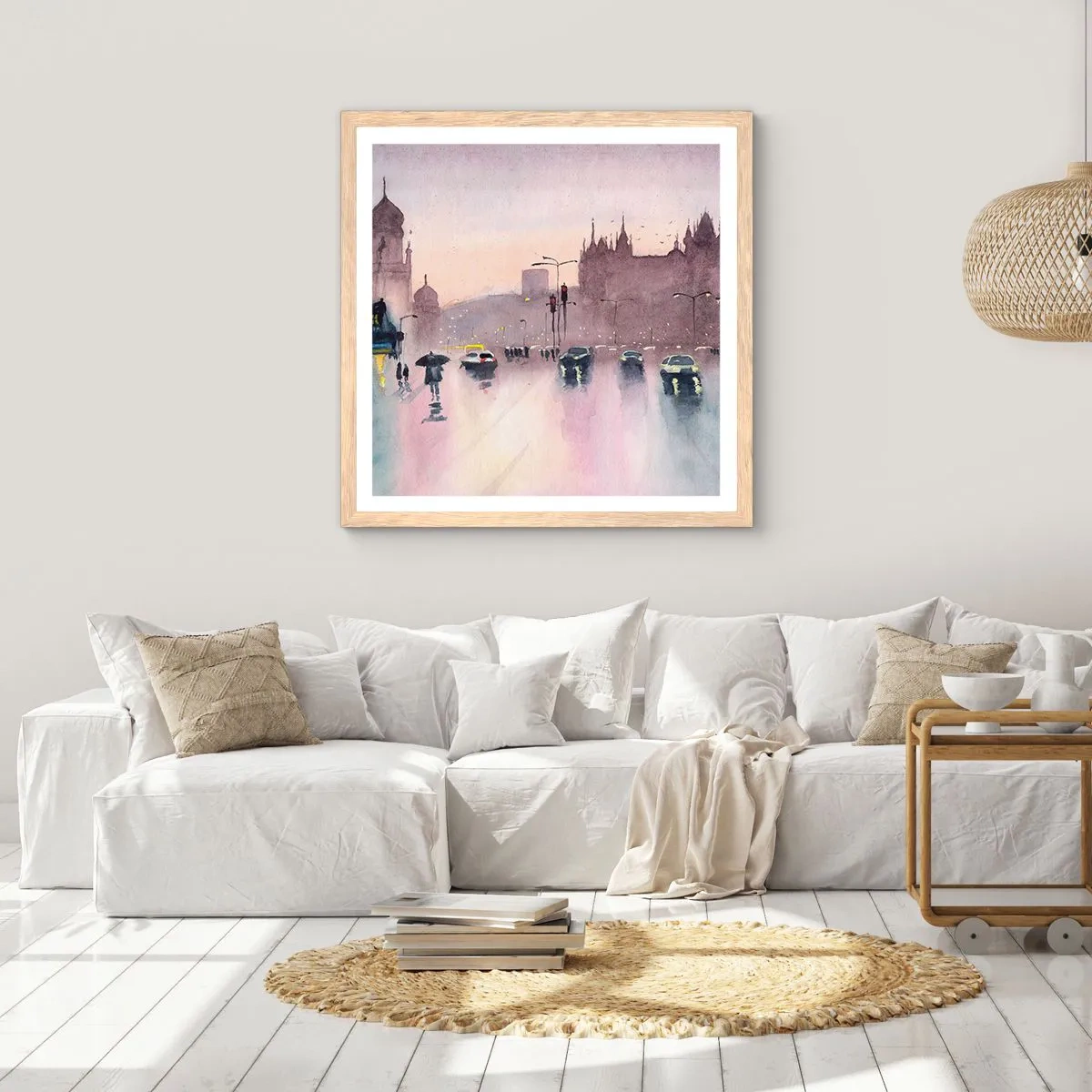 Affisch i ram av ljusek - I regnig dimma - 50x50 cm