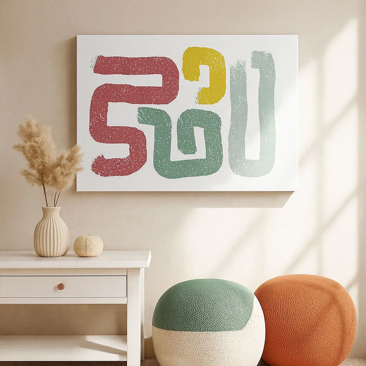 Canvastavla - Bild på duk - Färgglada geometriska mönster i abstrakt stil - 70x50cm - På ett okänt språk - Modern väggdekoration för vardagsrum och sovrum ARTTOR