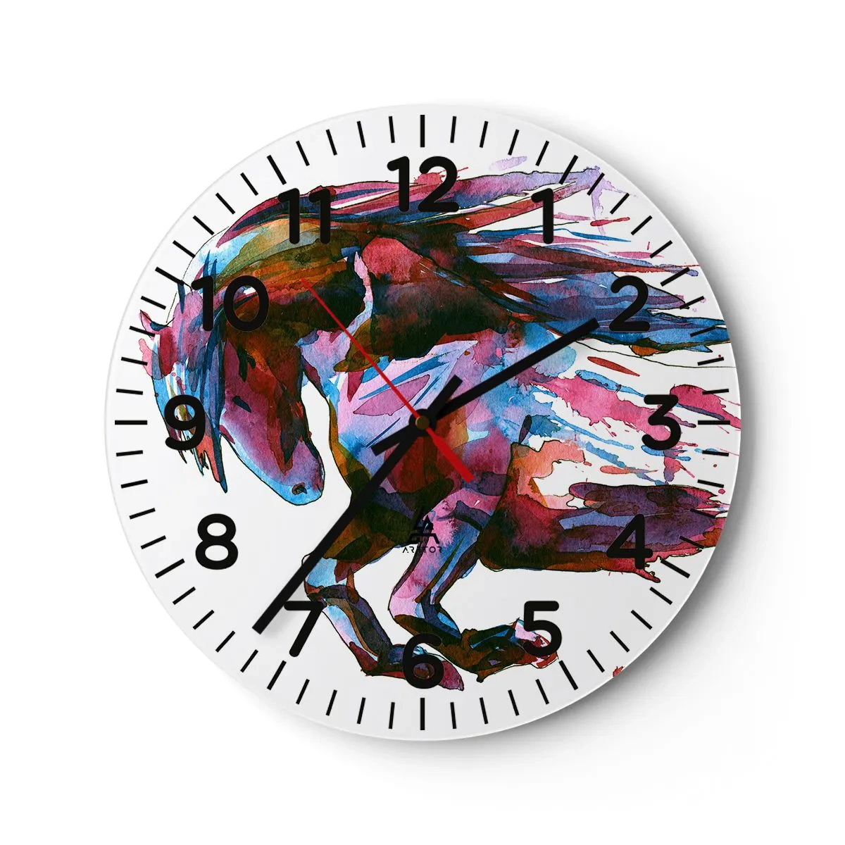 Väggklocka - Klocka på glas - I extas - 40x40 cm