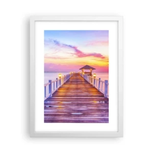 Affisch i vit ram - Kvällens lila-guld tystnad - 30x40 cm