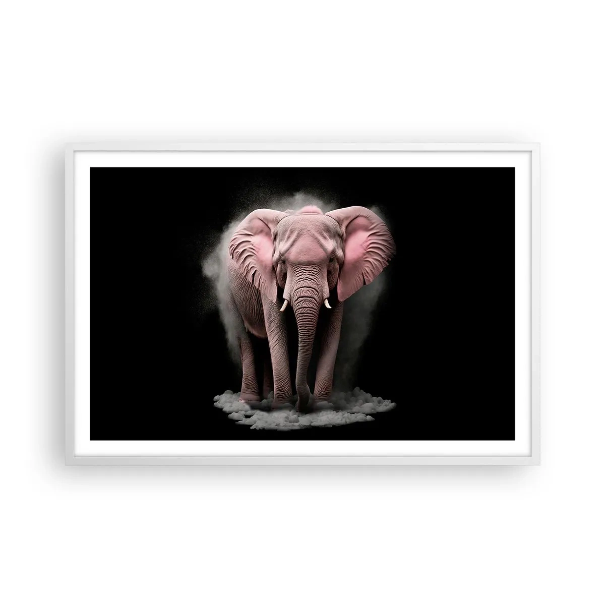 Affisch i vit ram - Tänk inte på en rosa elefant! - 91x61 cm