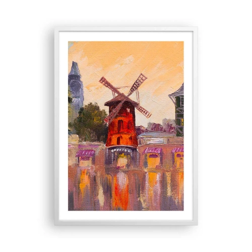 Affisch i vit ram - Ikoner av Paris – Moulin Rouge - 50x70 cm