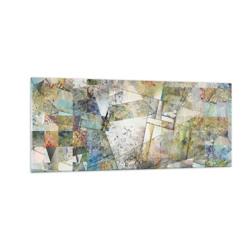 Glastavla - Bild på glas - Geometrisk omblandning - 100x40 cm