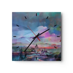 Väggklocka - Klocka på glas - Under en vänlig himmel - 30x30 cm