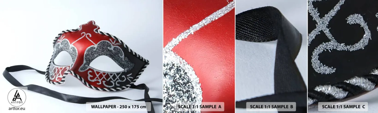 Fototapet Prov Standard Eco - Inbjudan till bal - Venetiansk mask, Venedig, Karneval - 100x30 cm