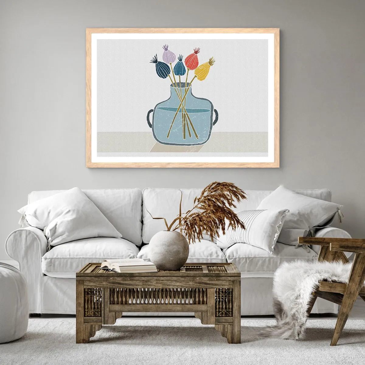 Affisch i ram av ljusek - Vallmovas - 100x70 cm