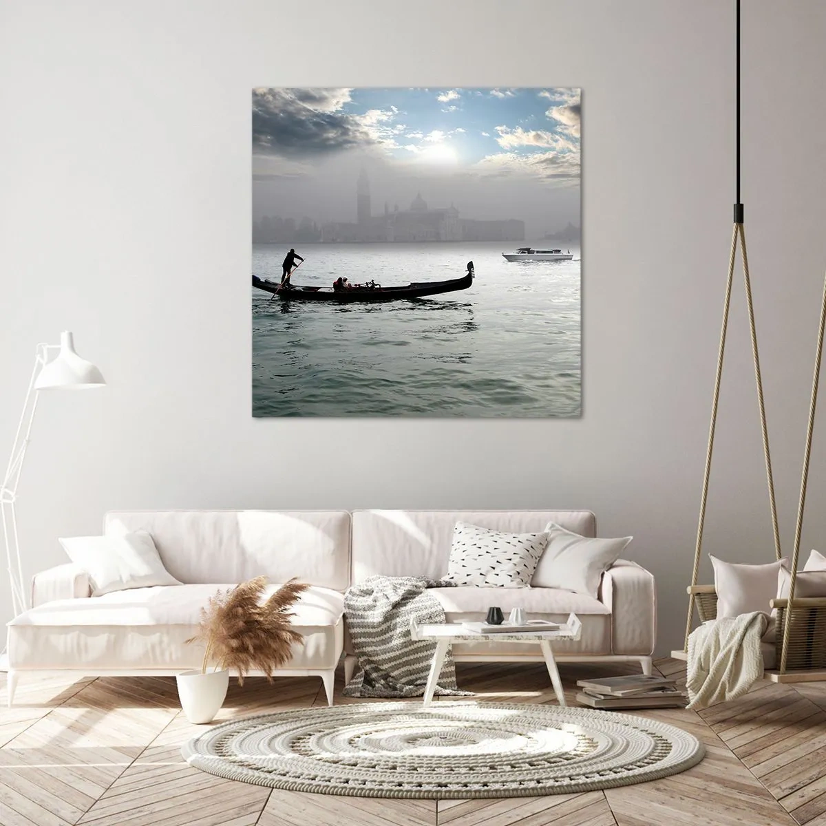 Canvastavla - Bild på duk - Sagostad ur vatten och dimma - 50x50 cm