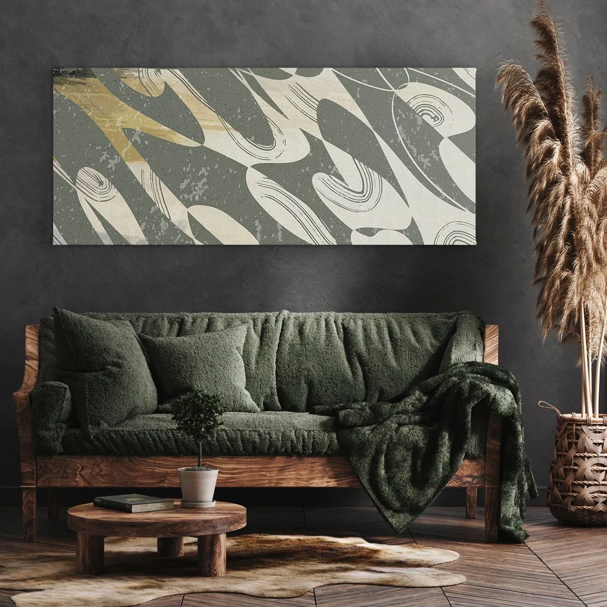 Canvastavla - Bild på duk - Rytmisk abstraktion - 120x50 cm
