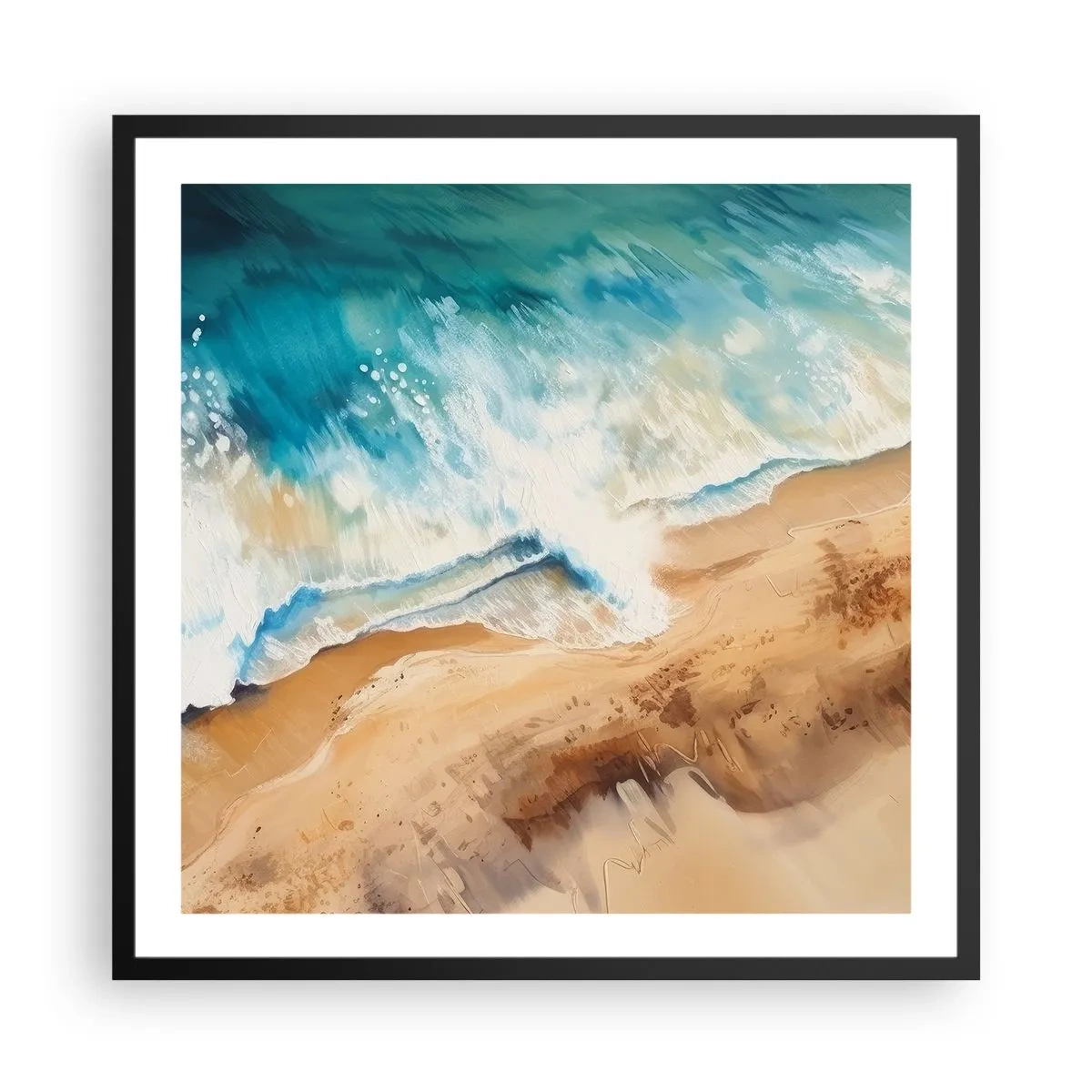 Affisch i svart ram - Den återkommande vågen - 60x60 cm