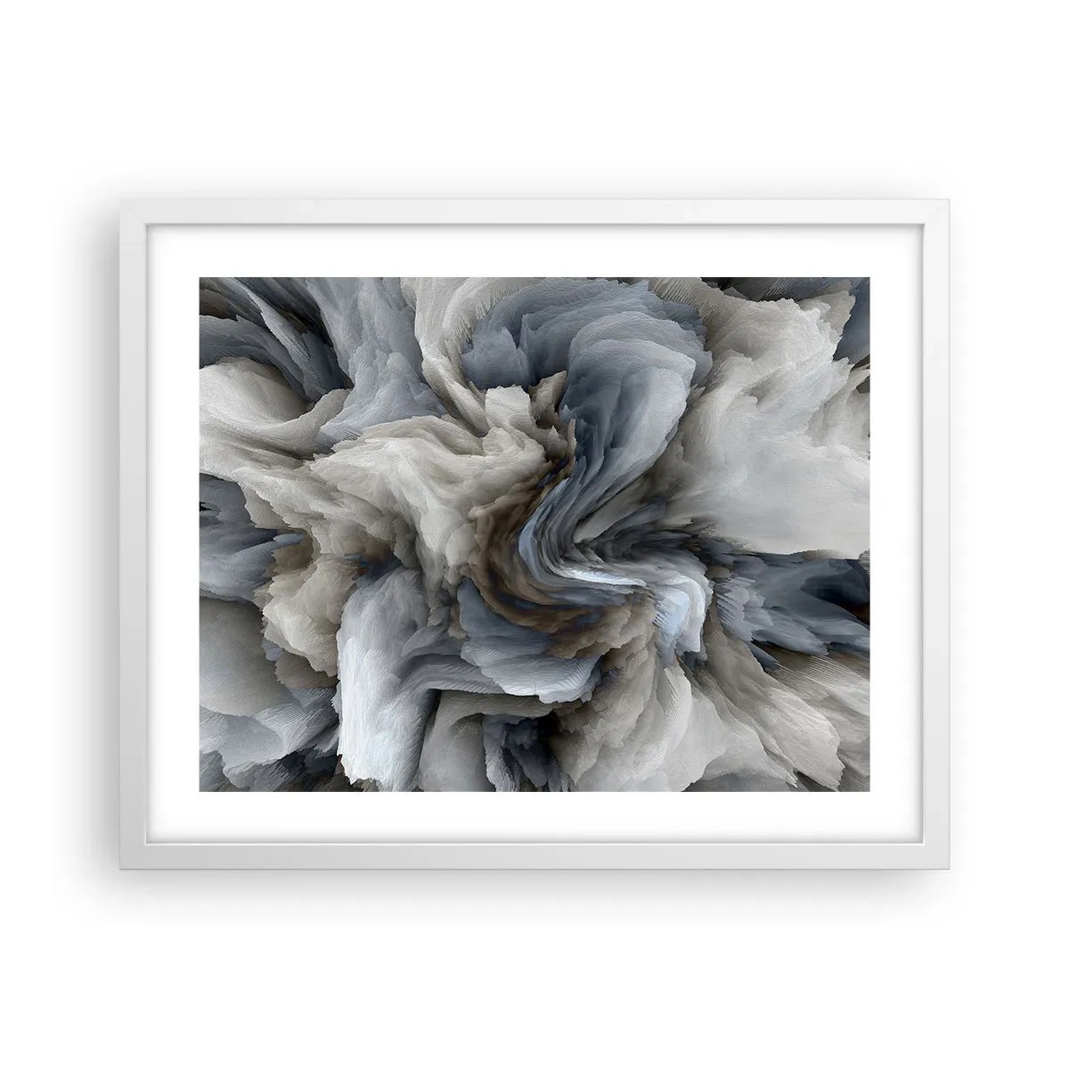 Affisch i vit ram - Sten och blomma - 50x40 cm