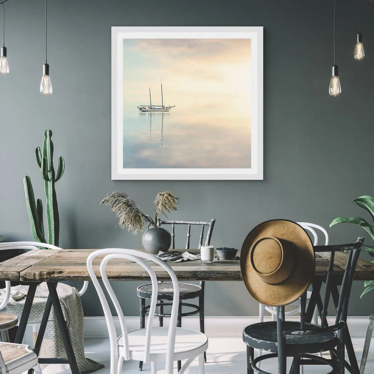 Affisch i vit ram - I ett hav av tystnad - 30x30 cm