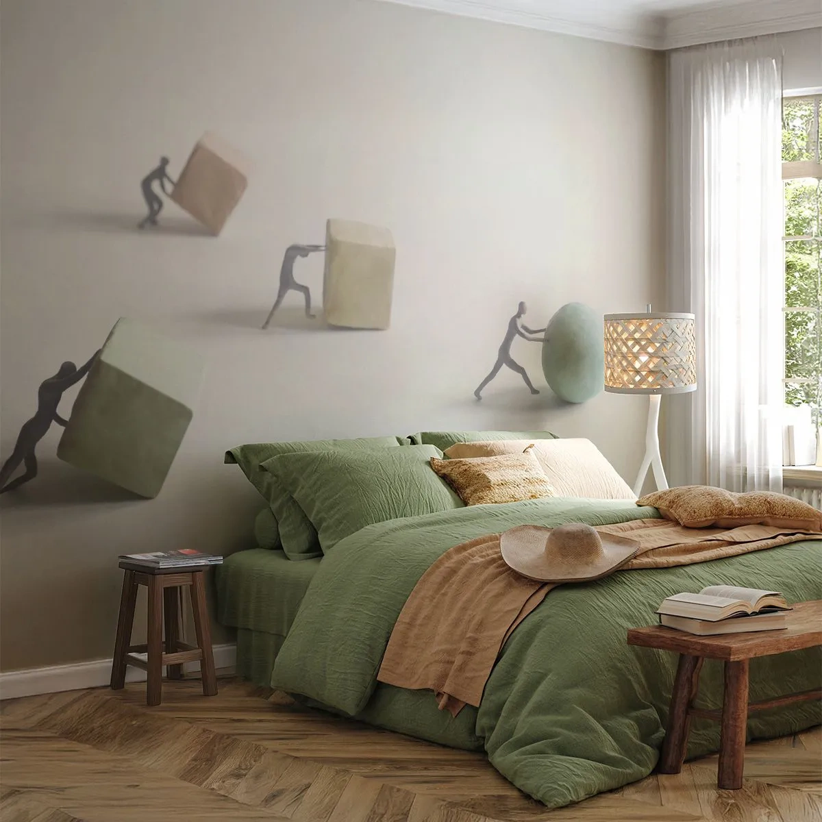 Fototapet Premium Canvas - Livet leker - Abstraktion, människor, Arbete - 350x256 cm