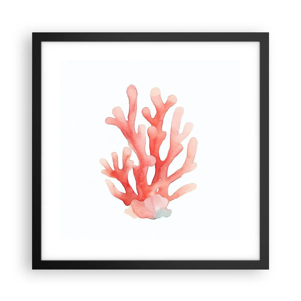 Affisch i svart ram - Korallfärgad korall - 40x40 cm
