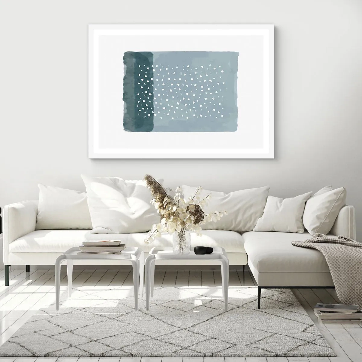 Affisch i vit ram - Uppstådda ur det blåa - 70x50 cm