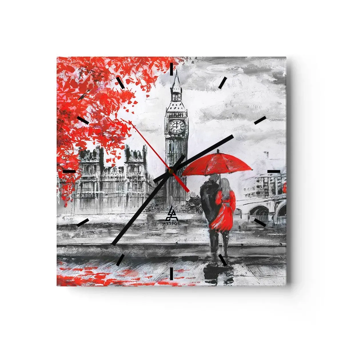 Väggklocka - Klocka på glas - Förälskade i London - 30x30 cm