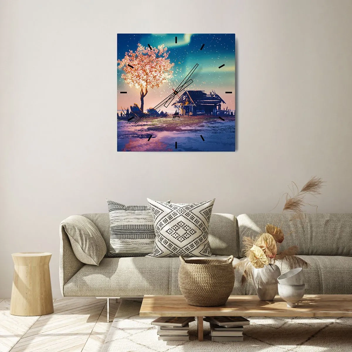 Väggklocka - Klocka på glas - Naturen är tidlös - 30x30 cm