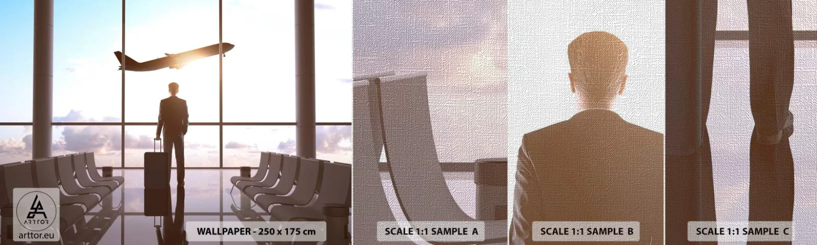 Provbit av fototapet Premium Canvas - Du har tid, sakta ner - Flygplats, Plan, Resor - 100x30 cm